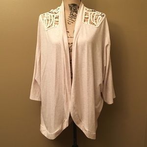 Lane Bryant cream embroidered cardigan sweater